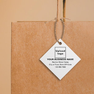 Business Brand on White Diamond Shape Tag
