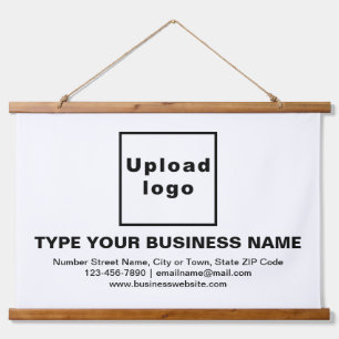 Business Brand on White Rectangle Hanging Tapestry