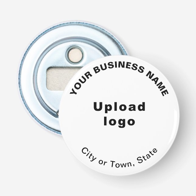 Business Brand on White Small Round Bottle Opener (Front)