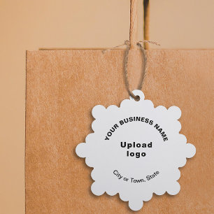 Business Brand on White Snowflake Shape Paper Ornament Card