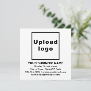 Business Brand on White Square Flat Note Card