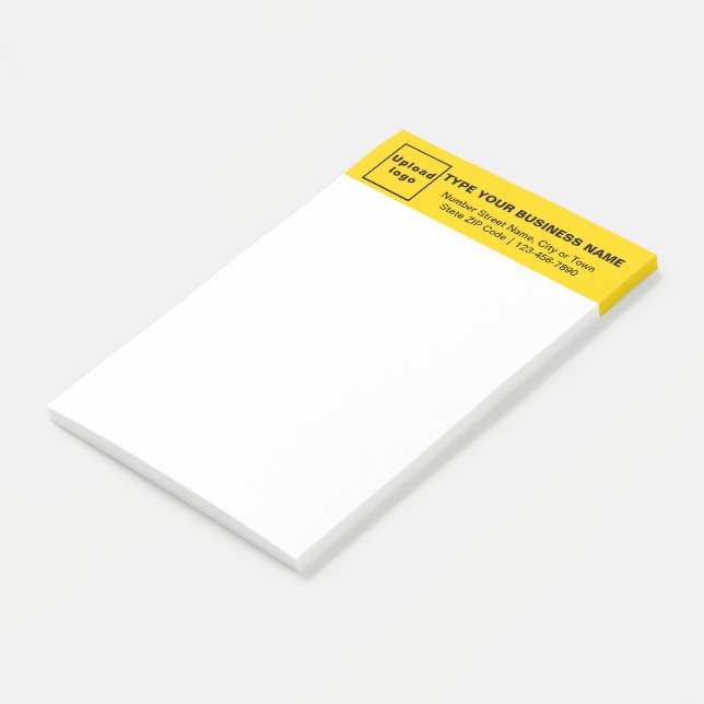 Business Brand on Yellow Heading of Long Post-it Notes (Angled)