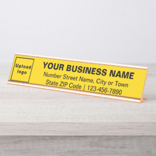 Business Brand on Yellow Long Desk Name Plate