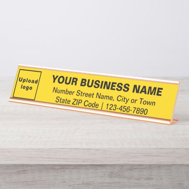 Business Brand on Yellow Long Desk Name Plate (Front)