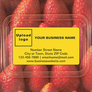Business Brand on Yellow Rectangle Adhesive Label