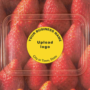Business Brand on Yellow Round Adhesive Label