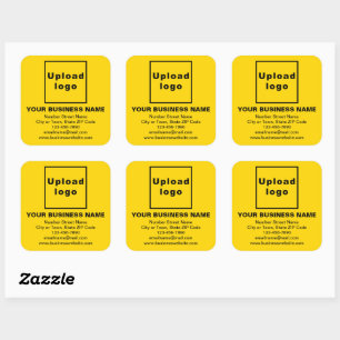 Business Brand on Yellow Square Sticker
