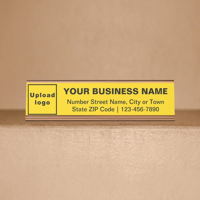 Business Brand on Yellow Standard Desk Name Plate (Creator Uploaded)