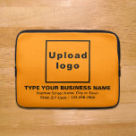 Business Brand Orange Colour Laptop Sleeve<br><div class="desc">Customizable laptop sleeve that you use to build brand name awareness. Contents are your business logo, business or company name, address and phone number. Design is black texts on orange colour background. Please check the appearance after uploading logo and typing texts. If the appearance is pleasing to you, you can...</div>