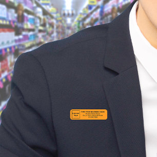 Business Brand Orange Long Rectangle Name Tag