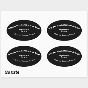 Business Brand Oval Pattern Texts on Black Sticker