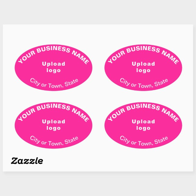 Business Brand Oval Pattern Texts on Pink Sticker (Sheet)