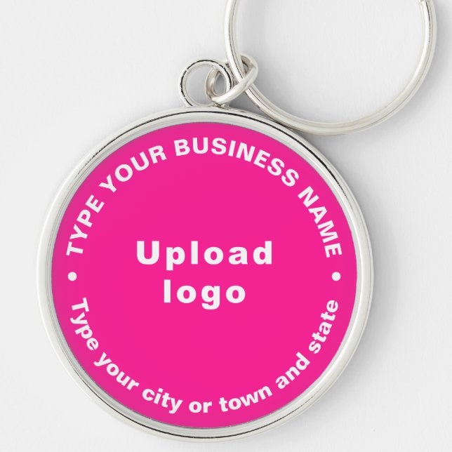 Business Brand Pink Round Premium Keychain (Front)