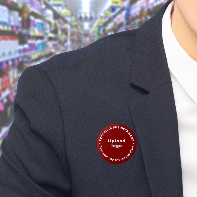 Business Brand Red Round Button (Build brand name awareness. Circular business brand texts on red button.)