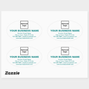 Business Brand Teal Green Texts on White Oval Sticker