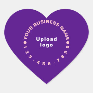 Business Brand With Phone Number on Purple Heart Sticker
