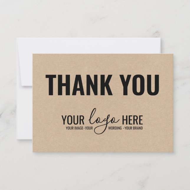 Business Branding Company Logo Kraft Thank You (Front)