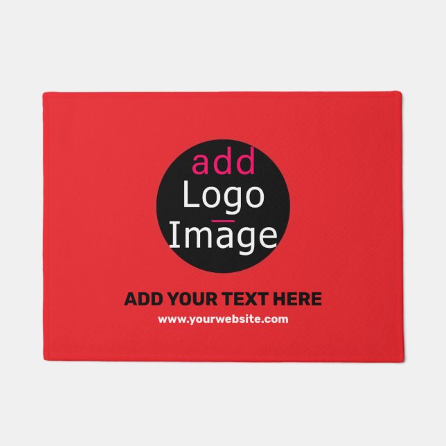 Business Branding Customizable Red Doormat (Front)