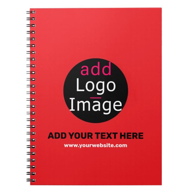 Business Branding Customizable Red Notebook (Front)