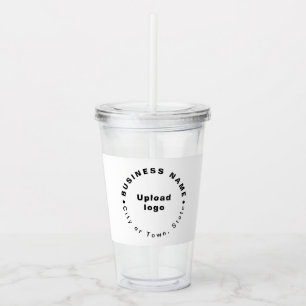 Business Branding On White Acrylic Tumbler