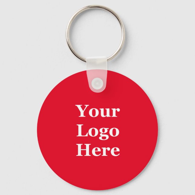 Business Bright Red Your Logo Here Template Keychain (Front)