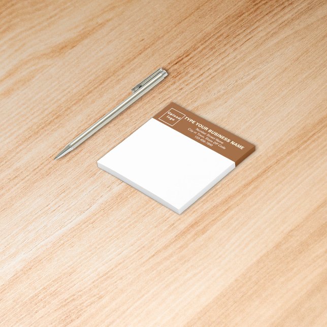 Business Brown Heading White Square post it note (Build brand name awareness. Your business brand on brown heading of square post it note.)