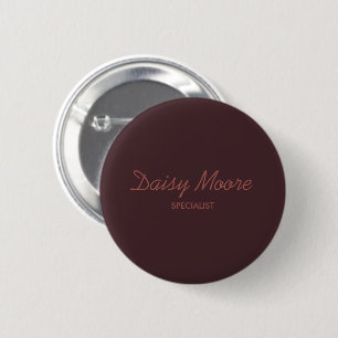 Business brown simple custom name 2 inch round button