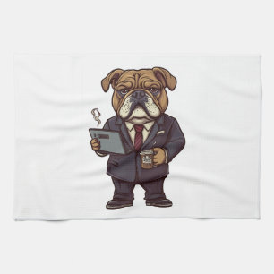Business Bulldog � Funny Office Dog Kitchen Towel