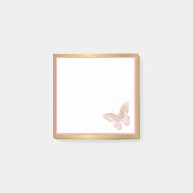 Business Butterfly Pink Gold 3x3 Post-it Notes (Front)
