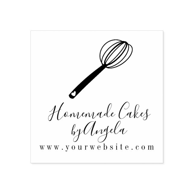 Business Cake Mixer Whisk Heart Logo Rubber Stamp (Imprint)
