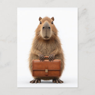 Business Capybara with Briefcase Postcard