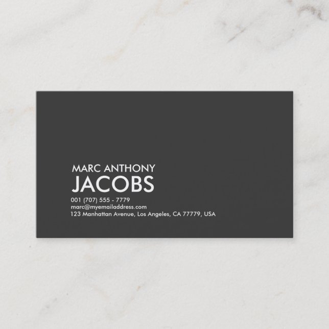 Business Card 006a - Bold Plain, Gray / White (Front)