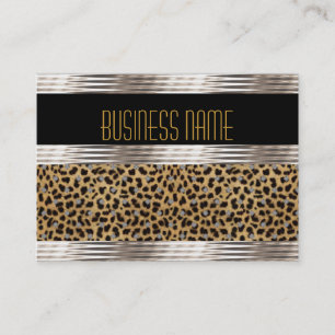 Business Card Art Deco Black Leopard Skin