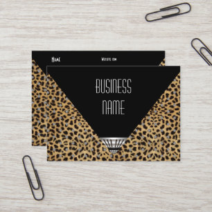 Business Card Art Deco Black White Leopard Skin