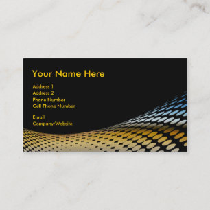 Business Card - Black - Gold - Blue Halftones