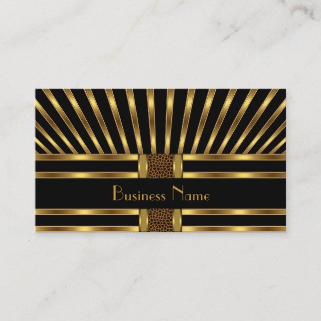 Business Card Black Gold Stripe Curve 3 (Front)