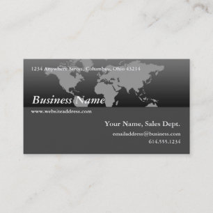 Business Card :: Black & Grey World Map Design 4