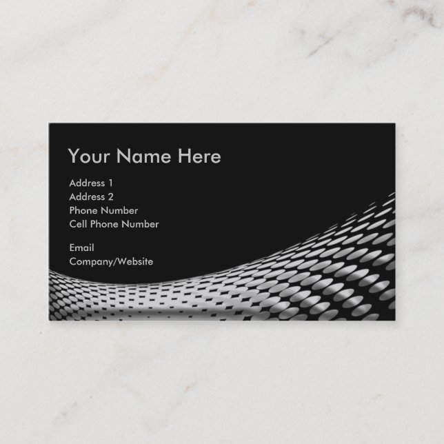Business Card - Black - Silver Halftones (Front)