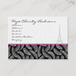 Business Card Black White Damask Eiffel Tower