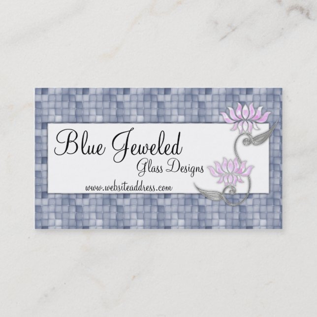 Business Card :: Blue Glass & Jewelled (Front)