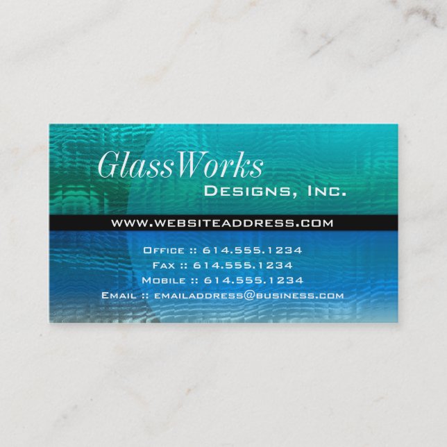 Business Card :: Blue & Green Glass Modern (Front)