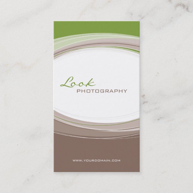 BUSINESS CARD bold modern curve green brown (Front)
