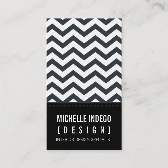 BUSINESS CARD bold trendy chevron stripes black (Front)