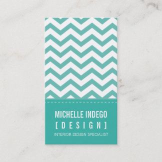 BUSINESS CARD bold trendy chevron stripes jade
