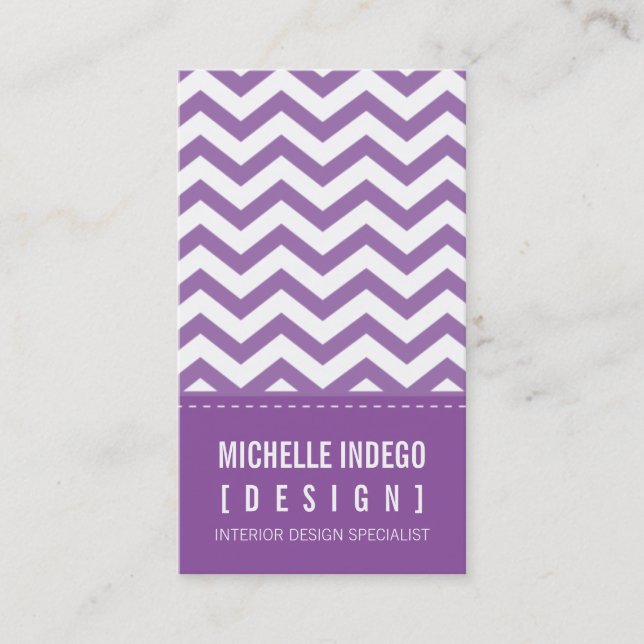 BUSINESS CARD bold trendy chevron stripes purple (Front)
