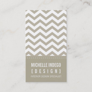 BUSINESS CARD bold trendy chevron stripes taupe