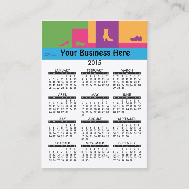 Business Card Calendar Retail Shoes (Front)