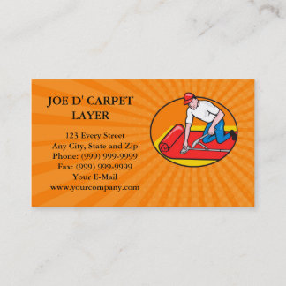 Business card Carpet Layer Fitter Worker Cartoon