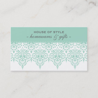 BUSINESS CARD classy damask mint green grey