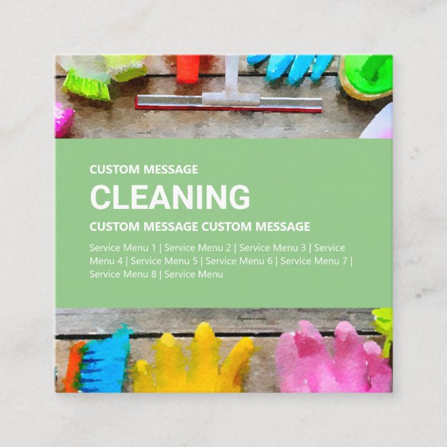 Business Card: Cleaning Service Square Business Card (Front)